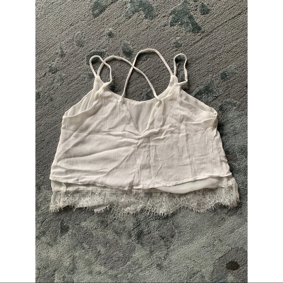 Forever21 large white crop top with lace - Picture 2 of 2